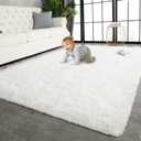TWINNIS Super Soft Shaggy Rugs Fluffy Carpets 9x11 Feet, Indoor Modern Plush Area Rugs for Living Room Bedroom Kids Room Nursery Home Decor, Upgrade Anti-Skid Fuzzy Rug, Cream White
