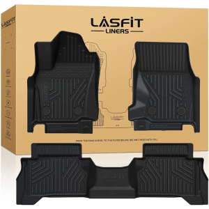 LASFIT Floor Mats for Toyota Tacoma 2024 2025 2026 Double Cab Auto Tran (Not fit Hybrid) All Weather Floor Liner for Tacoma TRD/SR/SR5/limited TPE Custom Fit Car Mats Front&Rear 2 Row Mats