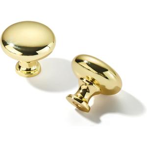 khtumeware 10 Pack 1-1/ 4 inch(32mm) Polished Brass Cabinet Knobs Dresser Knobs Round Unlacquered Brass Drawer Knobs Kitchen Cabinet Hardware Zinc Knobs for Dresser Drawers