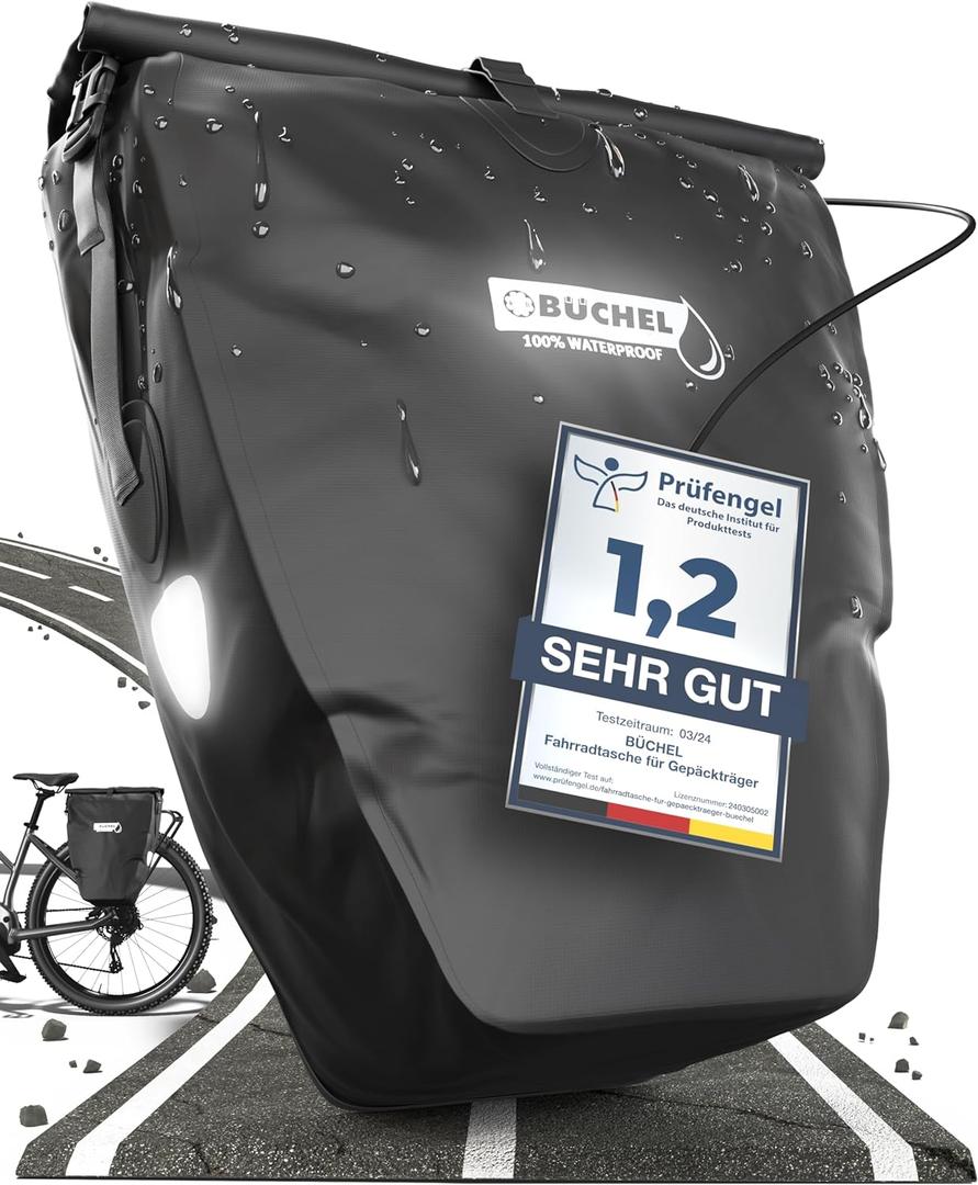 Pannier Rack Bag 26L Volume I Large Capacity Bike Bag 100% Waterproof, Bicycle Panniers Rear Rack Bag for Grocery Touring Cycling I Big Rear Bag, Bike Saddle Bag, Commuter Long Cycling Trip