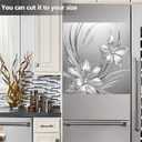 Dishwasher Magnet Cover, Dishwasher Magnetic Decoration, Embossed Flower-Themed Sticker, Dishwasher Refrigerator Protection Magnetic Kitchen Art Decoration 23x25.5 inches (Silver Embossed Floral 2)