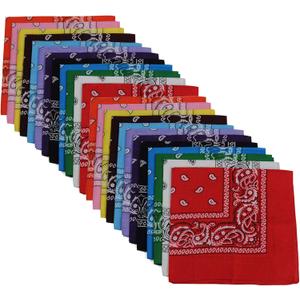 Bandanas 24pcs 22 X 22 Inch 100% Cotton Bandana Novelty Double Sided Print Paisley Cowboy Bandana Party Favor Scarf Headband Handkerchiefs Two Dozen