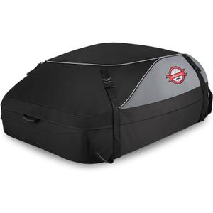 Sailnovo Car Rooftop Cargo Carrier Roof Bag, 15 Cubic feet Waterproof Roof Cargo Carrier fit car with/Without Luggage Rack - Vehicle Soft Shell Roof Cargo Box with Tie-Down Strap, Safety Hook