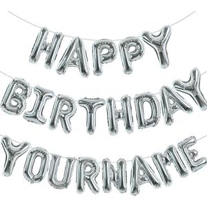 TONIFUL 65 Pcs 16 Inch Silver Happy Birthday Balloons and 2 Sets A-Z Foil Letters Balloons DIY Personalized Phrase Banner for Birthday Celebration Halloween Thanksgiving Christmas Party Decorations