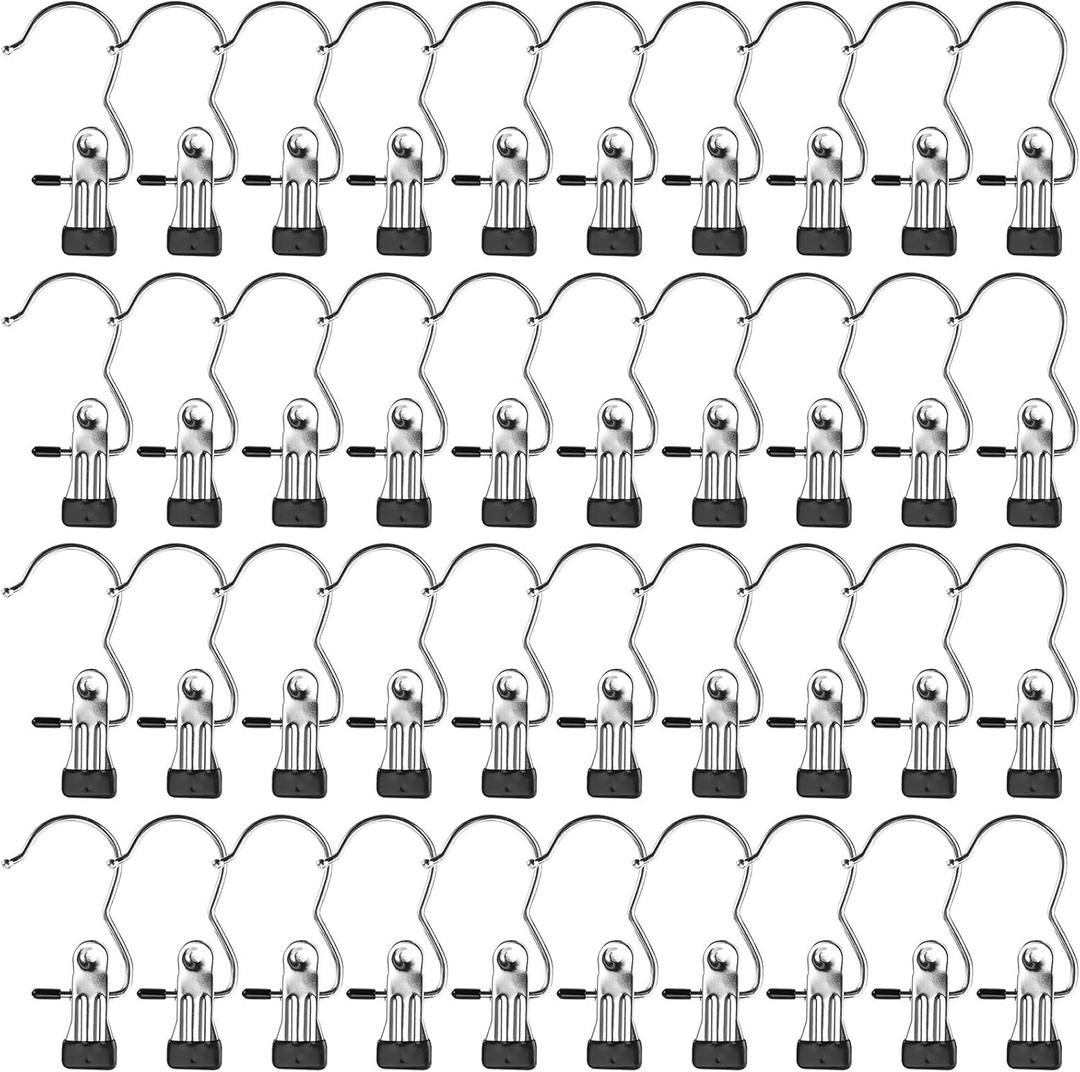 Tosnail 40 Pieces Boot Hanger Clips, Stainless Steel Laundry Hooks, Closet Hanging Clips, Space Saving for Jeans, Hats, Tall Boots, Towels