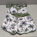 Daci Women 3 Piece Tankini Swimsuits - Tummy Control Tank Top with Bra Modest Bathing Suit with Pockets Boyshorts Bottom (Small, Green Palm Tree)