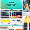 ARTISTRO 50 Color Watercolor Paint Set - Portable Paint Art Kit with Palette and Brush Pens - Travel Water Color Set for Adults, Professionals, Kids - Art and Painting Supplies - Gift Idea