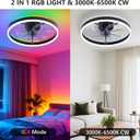 RGB Ceiling Fans with Lights and Remotes, 20 Inch Modern LED Low Profile Ceiling Fan, Quiet Reversible DC Motor, 6 Speeds, Dimmable Smart Fandelier Ceiling Fan Light for Bedroom, Living Room
