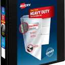 Avery Heavy-Duty View 3 Ring Binder, 1.5" One Touch Slant Rings, Holds 8.5" x 11" Paper, 1 Black Binder (05400)