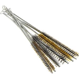 YXQ 12Pcs Tube Brush Kit Stainless Steel/Brass Round Wire Pipe Cleaner Long-Handle Metal Bristle Cleaning for Auto Parts, Bottles, 12 inch X 6mm/8mm/10mm/12mm/15mm/20mm
