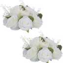 NUPTIO Flower Balls Flowers for Centerpieces: 2 Pcs 9.4 inch Diam White Artificial Rose Fake Flower Ball Arrangement Bouquet Wedding Centerpieces for Tables Wedding Centerpiece Decorations