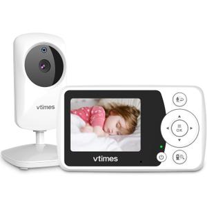 VTimes Baby Monitor with Camera and Audio, Video Baby Monitor No WiFi Night Vision 2.4" LCD Screen Portable Baby Camera Monitor Alarm Lullaby Temperature Sensor and 1000ft, Ideal for Baby/Elderly/Pet