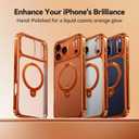 CASEKOO Glossy 360 Spin Magnetic Stand for iPhone 17 Pro Max Case [Fit for MagSafe][17FT Military Protection] Slim Hand-Polished Frame Titanium Alloy Sturdy Stand 6.9", Glossy Cosmic Orange