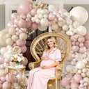 Amandir 173 Pcs Pearl White Pink Balloon Arch Garland Kit, Double Stuffed Dusty Pearl Pink White Sand Clear Balloons for Wedding Boho Neutral Bridal Shower Birthday Valentine's Day Party Decorations
