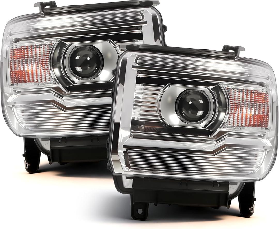 Headlights Compatible with 2014-2019 Sierra 1500/2500/3500 w/o DRL Driver and Passenger Side Front Headlamp GM2502390 GM2503390 GM2502394 GM2503394