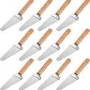 12 Pcs Pizza Server Spatula Pie Servers Spatula With Wooden Handle Shovel Stainless Suitable For And Easy to Grip Pizza Spatula Pie Knife Cake Servers