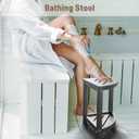 Shower Stool for Inside Shower, Corner Shower Bench Seat, HDPE Waterproof Shower Stool for Shaving Legs with Baffle Storage Shelf, Shower Seat/Foot Rest for Bathroom, Indoor/Outdoor Use, Grey