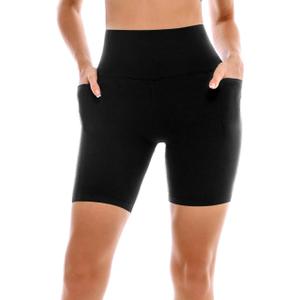 SINOPHANT High Waisted Women Biker Shorts - 6 Buttery Soft Elastic Tummy Control Shorts for Gym, Yoga, Workout, S-M