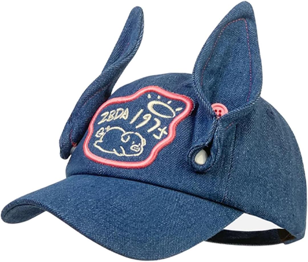 Y2k Hats Bunny Ears Hat for Women Cute Baseball Cap Y2k Accessories Grunge Aesthetic
