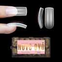 Slightly Curved Square Nail Tip Medium Length, Extra Thick Natural Hawk Curve Eagle Claw False Nails Press on, Full Cover Soft Gel Extension Fake Nail Acrylic French Tip x 15 Size 360 pc