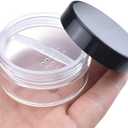 HAHIYO 3Pcs 20ml/0.68oz Plastic Empty Travel Compact Case Makeup Cosmetic Jar Refillable Powder Box No Leak Holder with Rotatable Sifter and Black Screw Lid