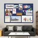Large Bulletin Board - 72 x 48 Inches, Large Felt Board Decorative Pin Board for Wall, Foldable Photo Board, Lightweight Durable Pin Board for Home, Office, School, Classroom, Kitchen (Dark Blue)