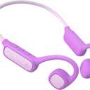 gorsun Kids Bluetooth Headphones, Bluetooth 5.3 Air Conduction Open Ear Headphones, 85dB Volume Limited, with Mic, IPX5 Waterproof, 360 Bending, 20H Playtime, Kids Headphones Wireless for iPad/Sports (Purple)