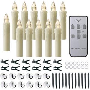 12 PCS Flameless Window Candles - Ivory Battery Operated LED Taper with Remote Updated Timer Function - Christmas Candles Warm White - Perfect for Wedding/Birthday/Party Decor