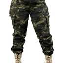 Vakkest Army Camo Print Cargo Pants for Women Ladies Girls Slim Fit Camoflage Joggers Trousers with Pockets (Not Jeans), XXL