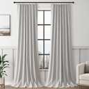 Silver Birch 100% Blackout Pinch Pleated Linen Curtains 108 Inches Long for Living Room Pinch Pleat with Hooks Back Tab Linen Drapes Thermal Insulated Room Darkening 108 Inch Length 40x108