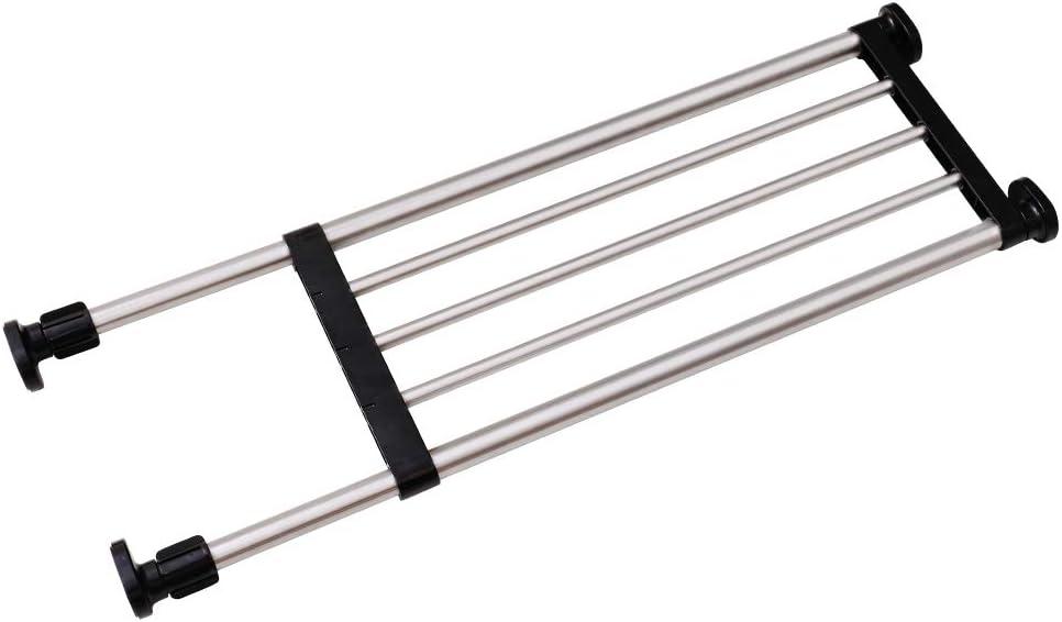 BAOYOUNI Expandable Shelf Closet Tension Rod Adjustable Shelving Unit Storage Rack Organizer Hanger Space Saving Divider for Wardrobe, Cupboard, Kitchen, Bathroom Use, Black, Recommended Use Length: IN