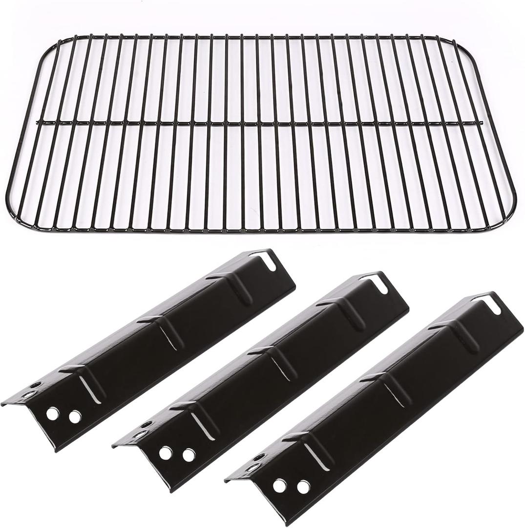 Uniflasy Grill Replacement Parts Kit for 3-Burner Walmart Expert Grill XG10-101-002-02 Porcelain Steel Heat Plate Shield and Porcelain Steel Cooking Grate