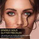 2 x 20 Pcs Gold Face Makeup Patches, Glitter Freckles Face Tattoo Gold Makeup, Glitter Freckles, Sparkle Makeup Patches, Waterproof Face Glitter Temporary Tattoos for Women