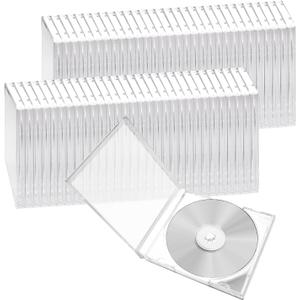 60 Pieces Plastic CD Jewel Case for Storage, 10.4 mm Single DVD Disc Case Clear Standard CD DVD Protection Cover
