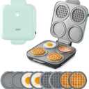 Dash MultiMaker Family Mini Maker System - Dual Ceramic Nonstick Cooking Surfaces - Built-In Cord Wrap - Makes 4-Inch Waffles - Aqua, 8 Plates