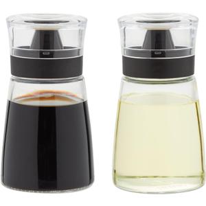 Juvale Glass Oil & Vinegar Dispenser Set - Leak-Proof No-Drip Glass Salad Dressing Bottle & Sauce Bottles - Olive Oil Cruet & Balsamic Vinegar Dispenser - Pack of 2, 5.5 fl oz, Black