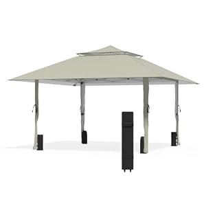 Favofamilie Pop Up Canopy Tent 13x13 FT, Outdoor Easy Setup Gazebo with Wheeled Carry Bag, Heavy Duty Outside Shelter with UV-Resistant Top, Portable Instant Sun Shade for Garden Camping Events, Khaki
