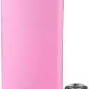 FYL 12 Oz 18/8 Stainless Steel Hip Flask for Liquor with Never-Lose Cap, Leakproof Easy Pour Funnel is Included, Matte Pink
