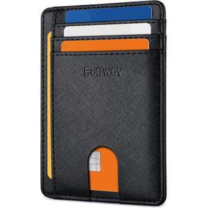 Buffway Slim Minimalist Front Pocket RFID Blocking Leather Wallets for Men and Women (Cross Black)