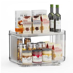 2-Tier Lazy Susan Turntable Organizer for Cabinet/Countertop/Pantry/Bathroom/Coffee Bar, 12.8''Lazy Susan 360°Rotating Storage, Max Weight The Top Holds Up to 26lb (1Pack)