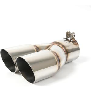 KHK 3" Dual Exhaust Tip - 3" Inlet 3" Outlet 9.5" Overall Length Diesel Exhaust Tips,Stainless Steel Weld On Truck Tailtip, Universal Fit for Trucks & Cars -Polished