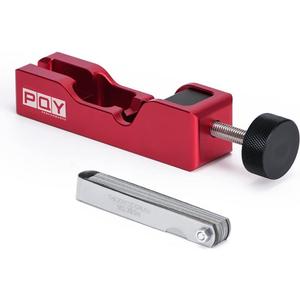 PQY Universal Spark Plug Gap Tool with 32 Blades Steel Feeler Gauge for Most 10mm 12mm 14mm 16mm Spark Plugs Red