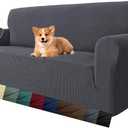 MAXIJIN Super Stretch Couch Cover for 3 Cushion Couch, 1-Piece Universal Sofa Covers Living Room Jacquard Spandex Furniture Protector Dogs Pet Friendly Fitted (Large, Gray)