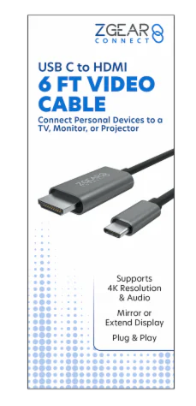 ZGear USB C to HDMI Video Cable, 6ft