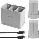 2 Pack Mini 4 Pro/Mini 3/3 Pro Battery & Charging Hub Fly More Bundle for DJI, 3850mAh-7.38V Max 45-51 Mins Flight, 30W Fast Two-Way Charging & Smart Safety3-in-1 Charger + 2 Batteries