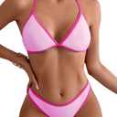 SHENHE Women's 2 Piece Bikini Set Swimsuit Color Block Criss Cross Halter Triangle Tie Back Swimwear, M