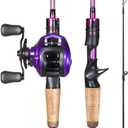 Sougayilang Fishing Rod and Reel ComboBaitcaster Combo,6.9ft Carbon Fishing Pole,Lightweight Aluminum Spool Reel,Stainless-Steel Guides & Ergonomic Cork Grip