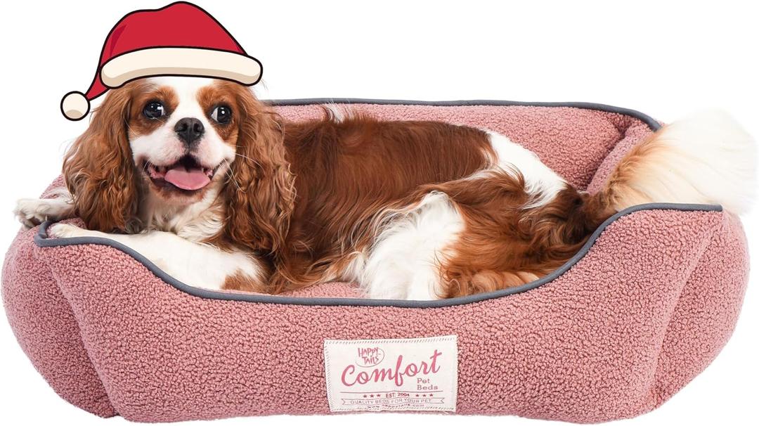 FluffyDream Dog Bed for Small Dog, Super Soft Pet Bed Furniture, Suitable for Dogs Up to 30lbs, 24'' x 20'', Blush