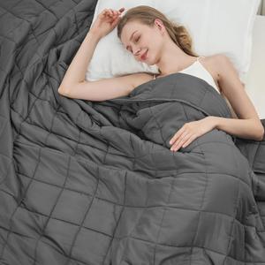 Weighted Blanket for Adults (12lbs, 48"x72" Twin Size) - Cooling Heavy Blanket for 110-130lbs with Premium Glass Beads - Soft Thick Big Blankets for All-Season Sleeping Comfort Breathable- Grey