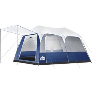 8/10 Person Instant Camping Tent, Pop-Up Family Tent for Instant Easy Setup, Spacious Interior, Includes Rainfly, Room Divider, Carry Bag, Backpacking Tents for Camping, Hiking, Sleepovers (Blue)